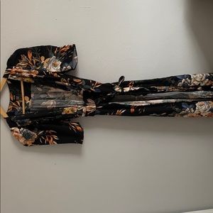 Low cut sexy Floral Maxi Wrap dress